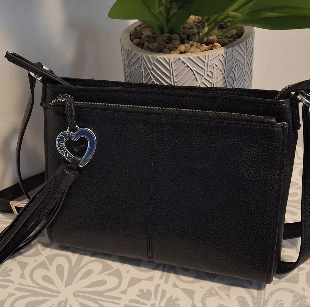 Brighton Black Leather Crossbody Purse